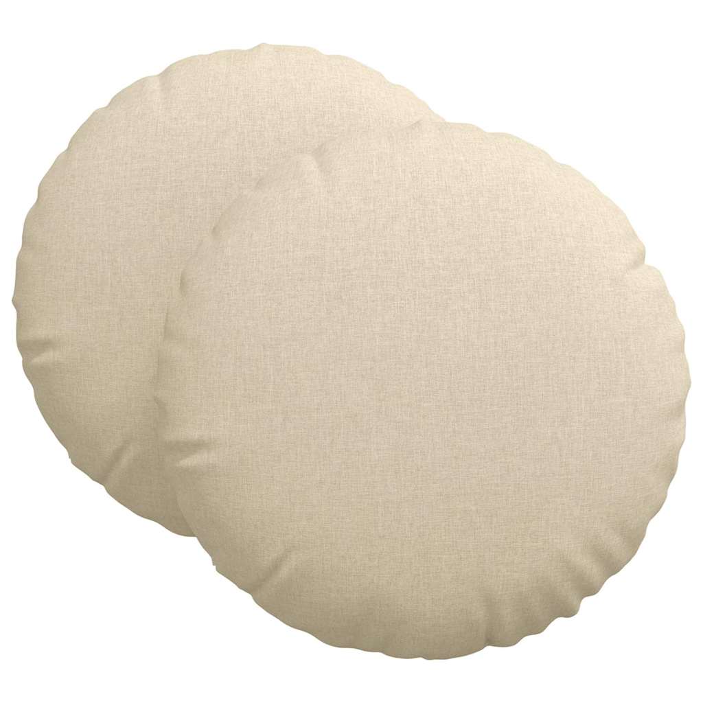 Sittkuddar 2 st Tyg Gräddvit Ø80 x 29 cm