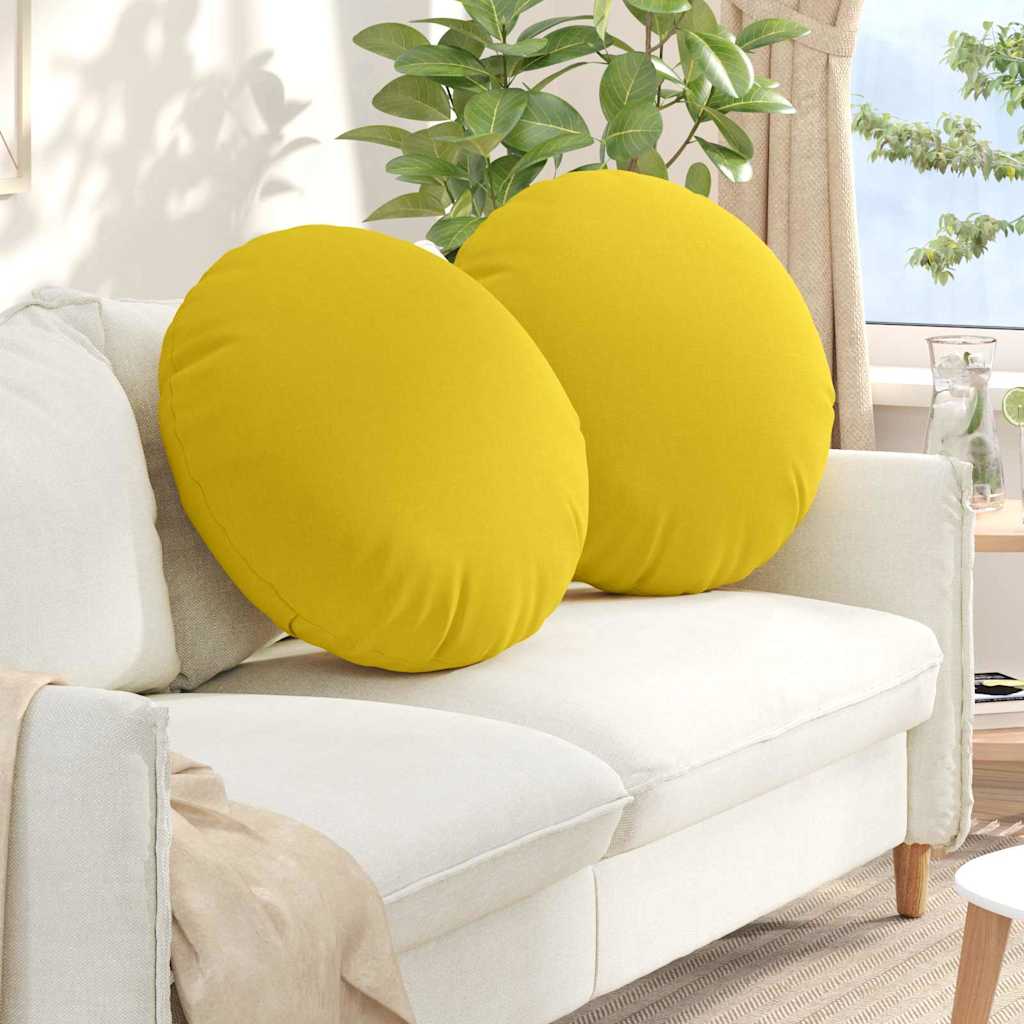 Sittkuddar 2 st Tyg Ljusgul Ø80 x 29 cm