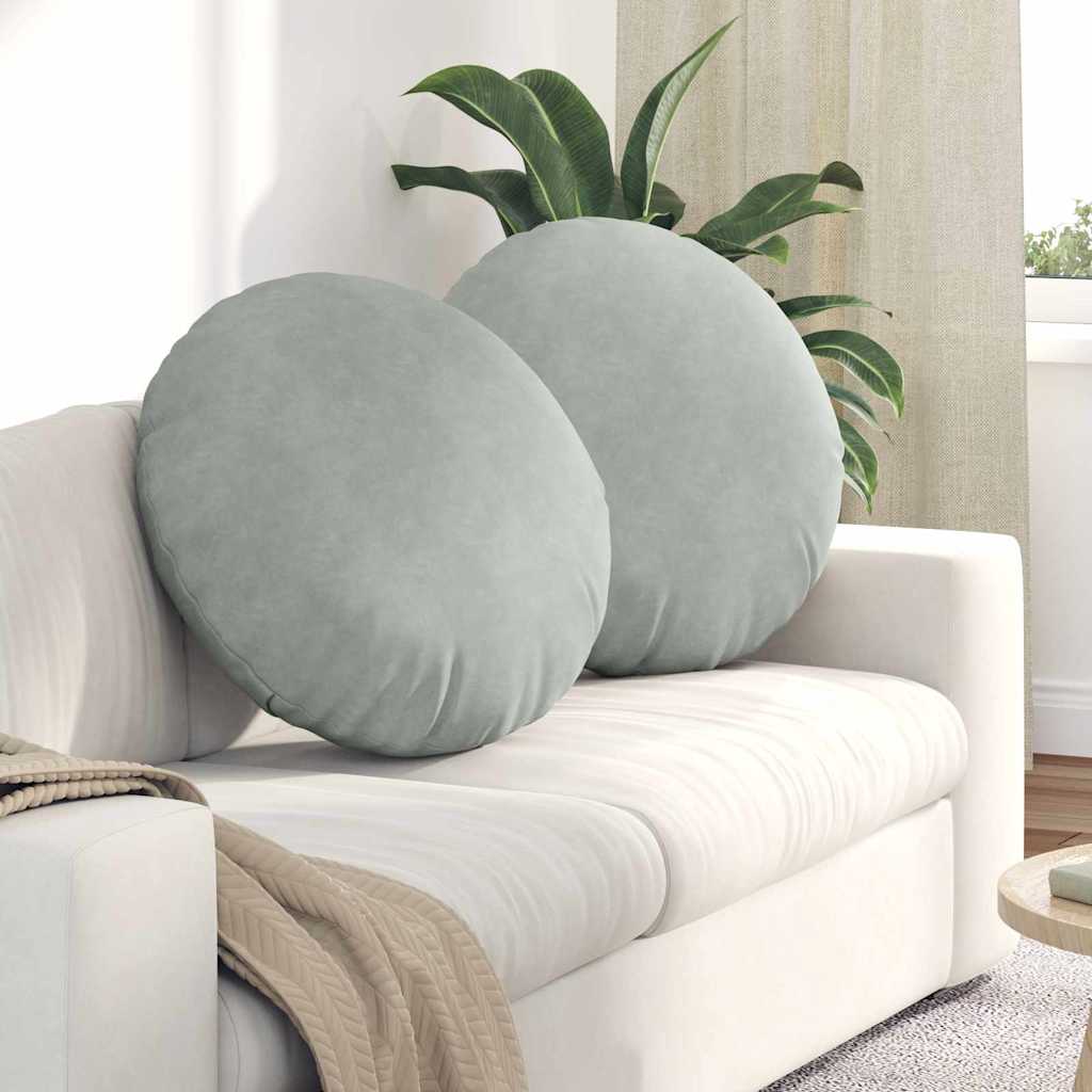 Sittkuddar 2 st Ljusgrå Ø 40 x 13 cm Sammet