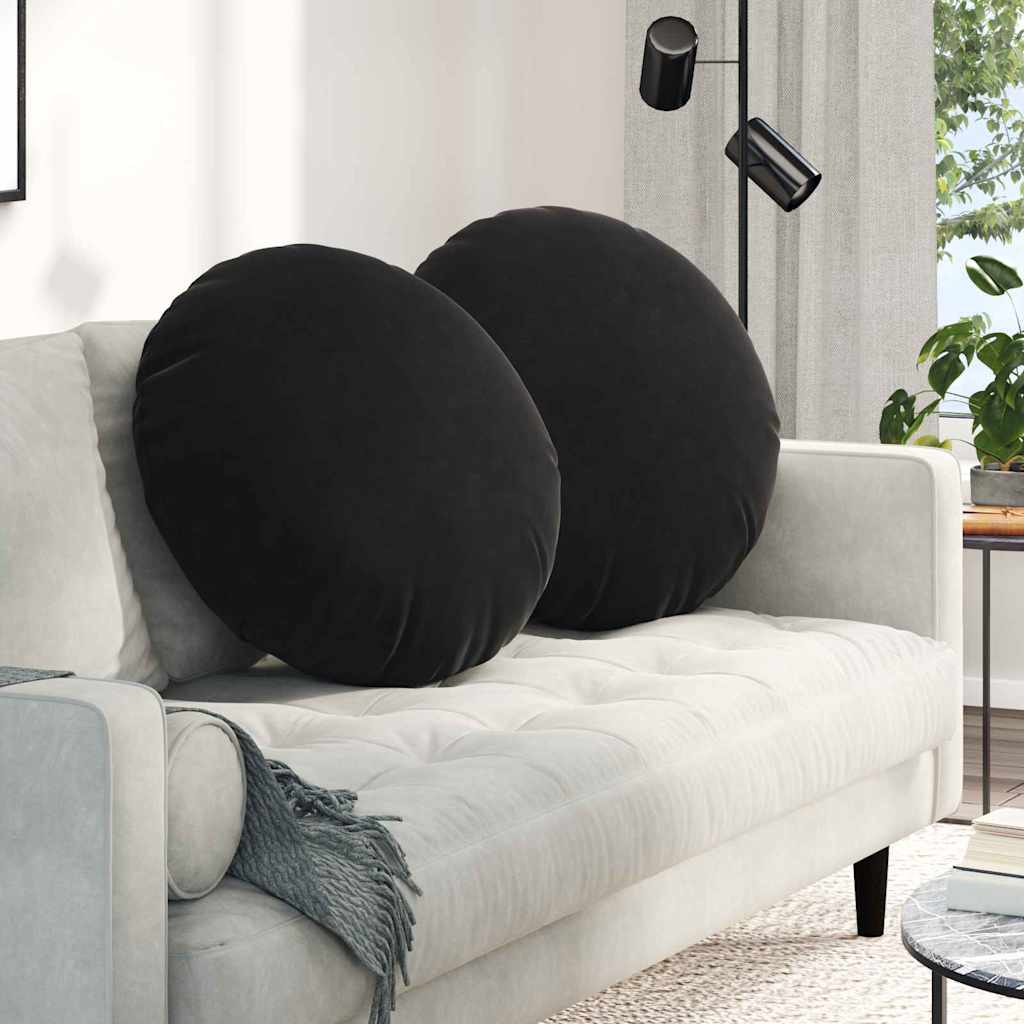 Sittkuddar 2 st Sammet Svart Ø 80 x 29 cm