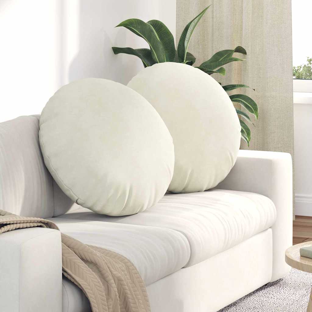 Sittkuddar 2 st Sammet Kräm Ø 80 x 29 cm