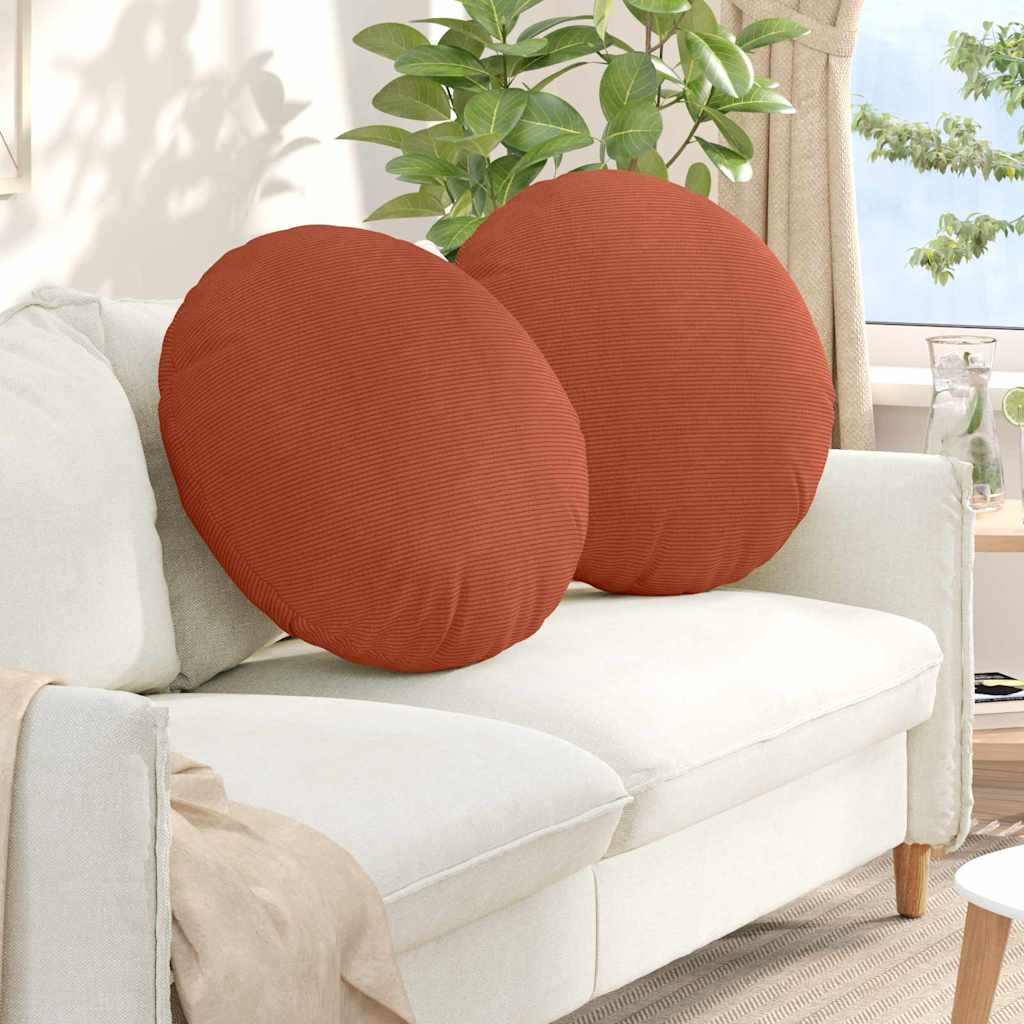 Sittkuddar 2 st Kordread tyg Röd orange Ø 80 cm