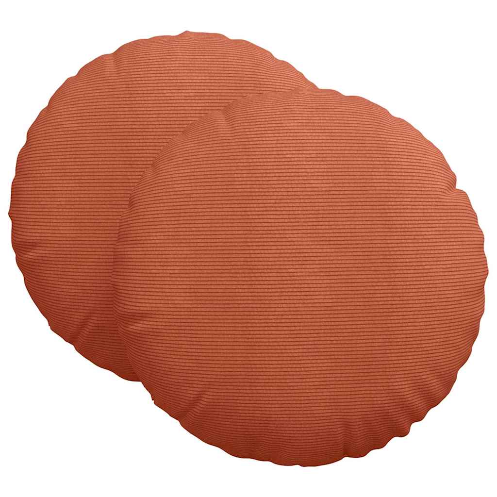 Sittkuddar 2 st Kordread tyg Röd orange Ø 80 cm