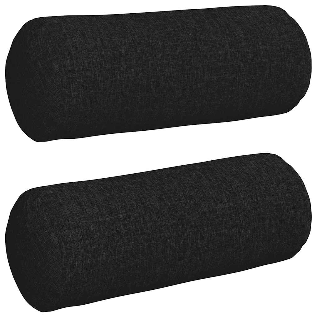 Bolsterkuddar 2 st tyg Svart Ø 15 x 40 cm