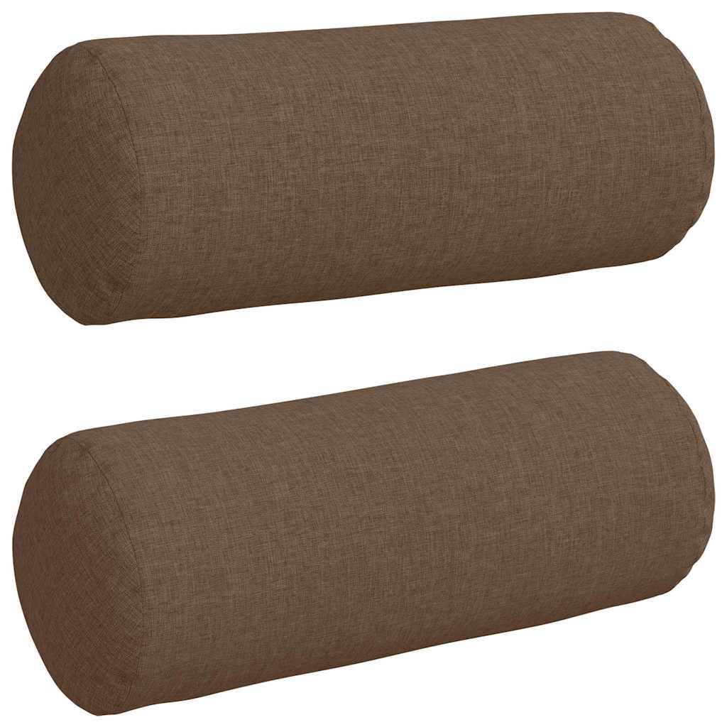 Bolsterkuddar 2 st tyg Brun Ø 15 x 40 cm