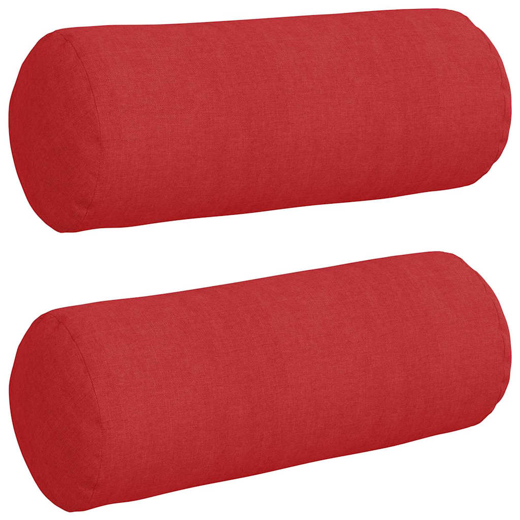 Bolsterkuddar 2 st tyg Röd Ø 15 x 40 cm