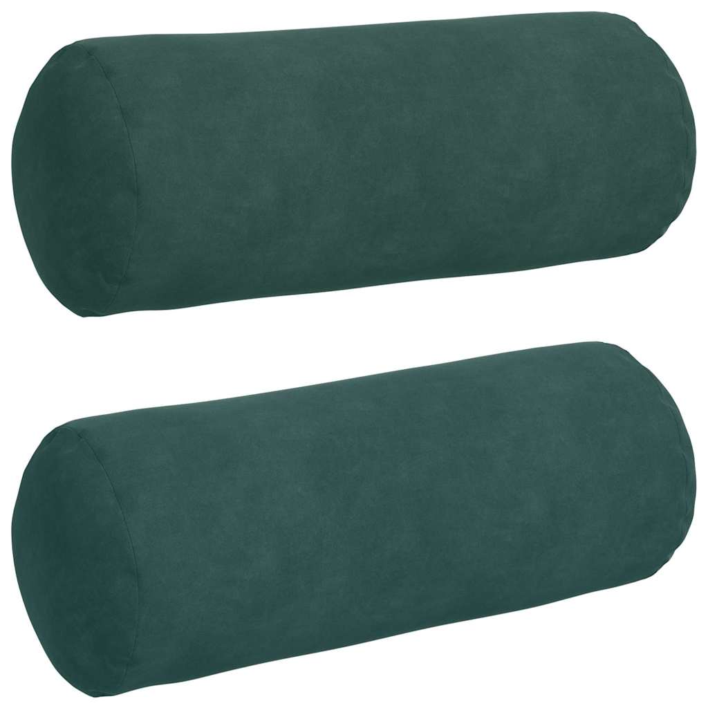 Bolsterkuddar 2 st Mörkgrön Ø 15 x 40 cm Kordread tyg
