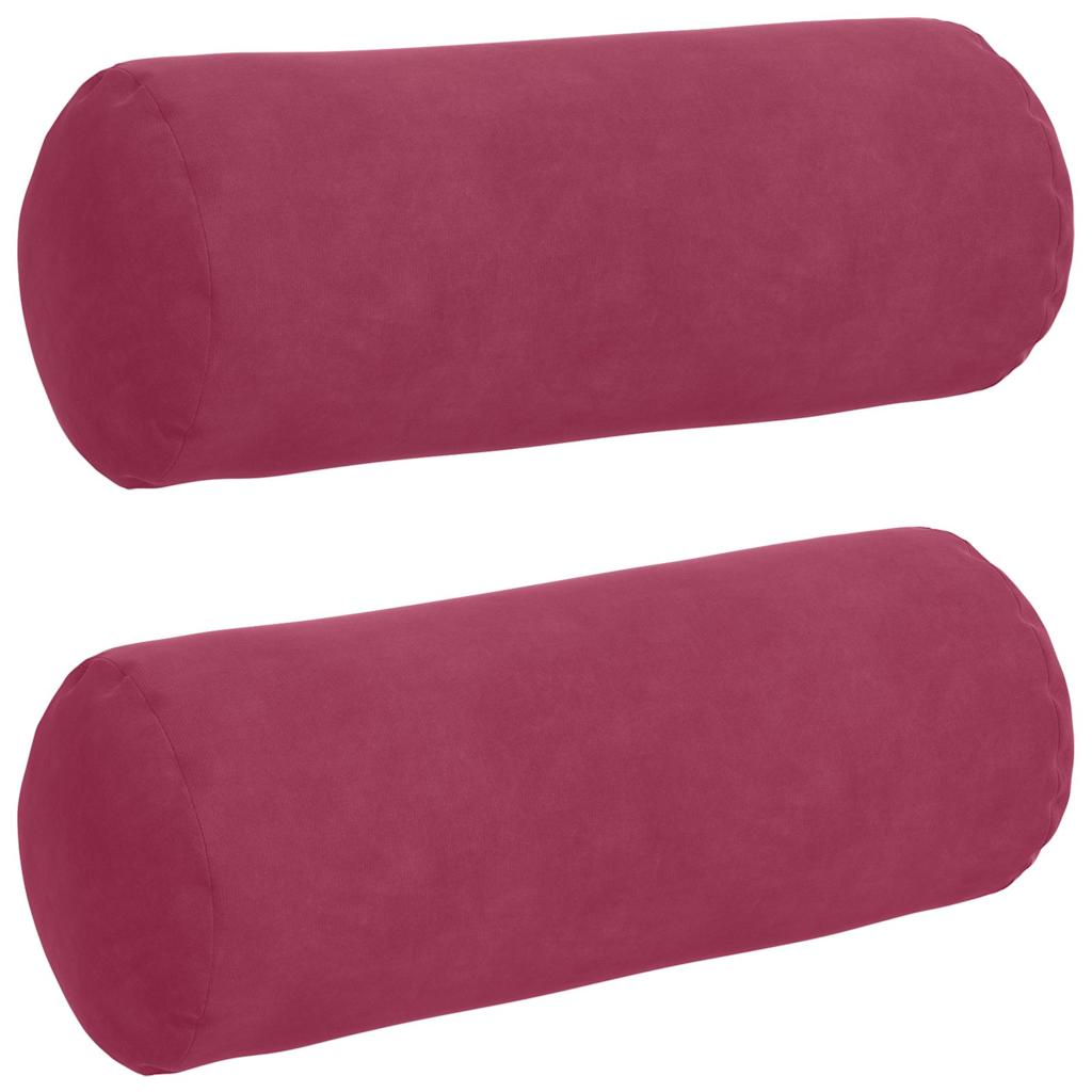 Bolsterkuddar 2 st Vinröd Ø 15 x 40 cm Kordread tyg