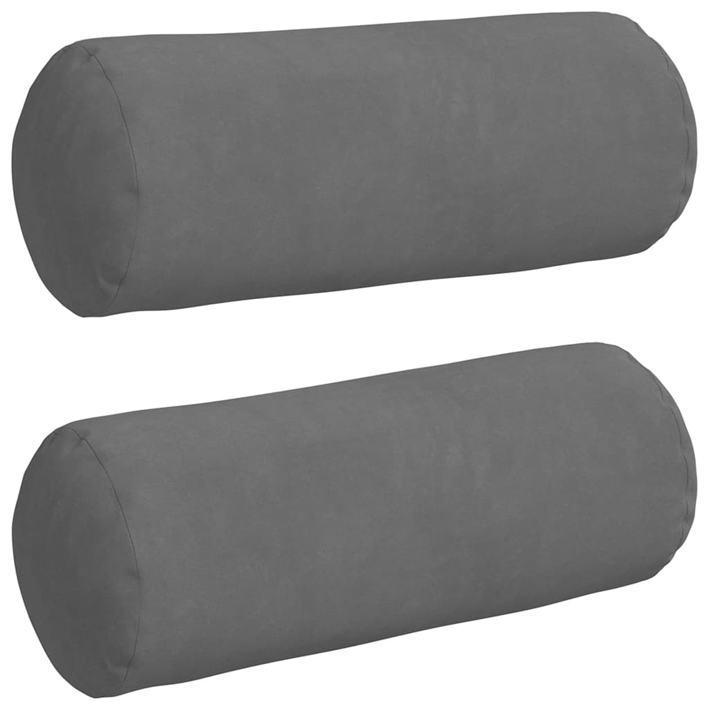 Bolsterkuddar 2 pcs Mörkgrå Ø 15 x 40 cm Mikrofiber Tyg