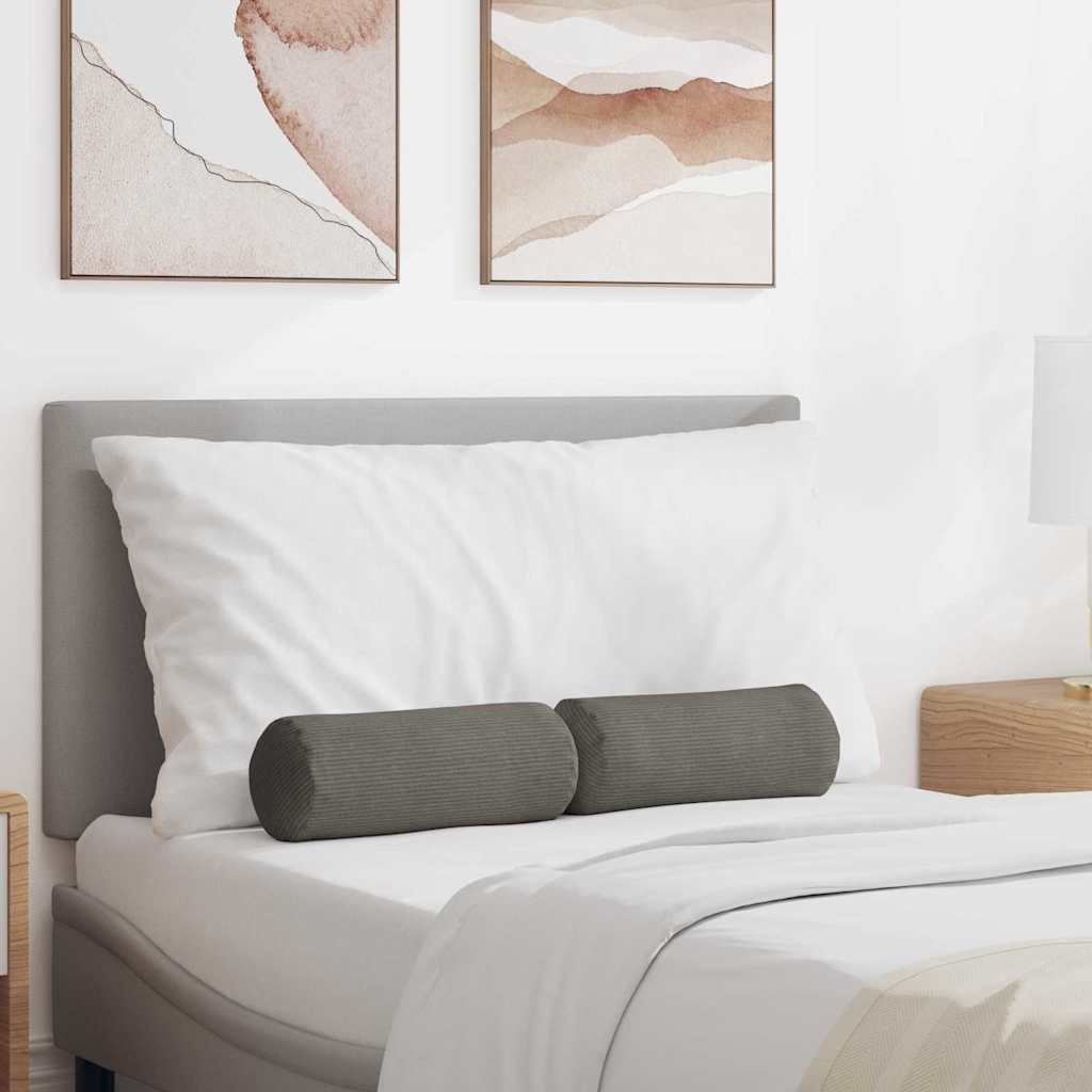 Bolsterkuddar 2 pcs Ljusgrå Ø 15 x 40 cm Kordread tyg