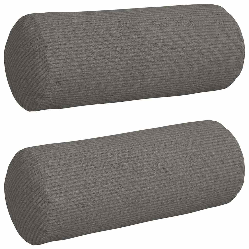 Bolsterkuddar 2 st Kordread tyg Ljusgrå Ø 15 x 40 cm