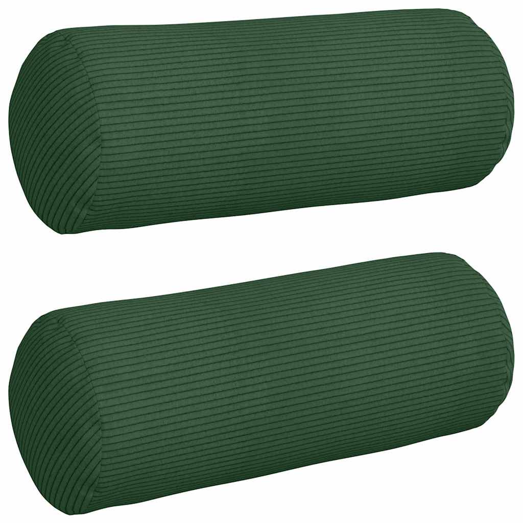 Bolsterkuddar 2 st Mörkgrön Ø 15 x 40 cm Kordread tyg