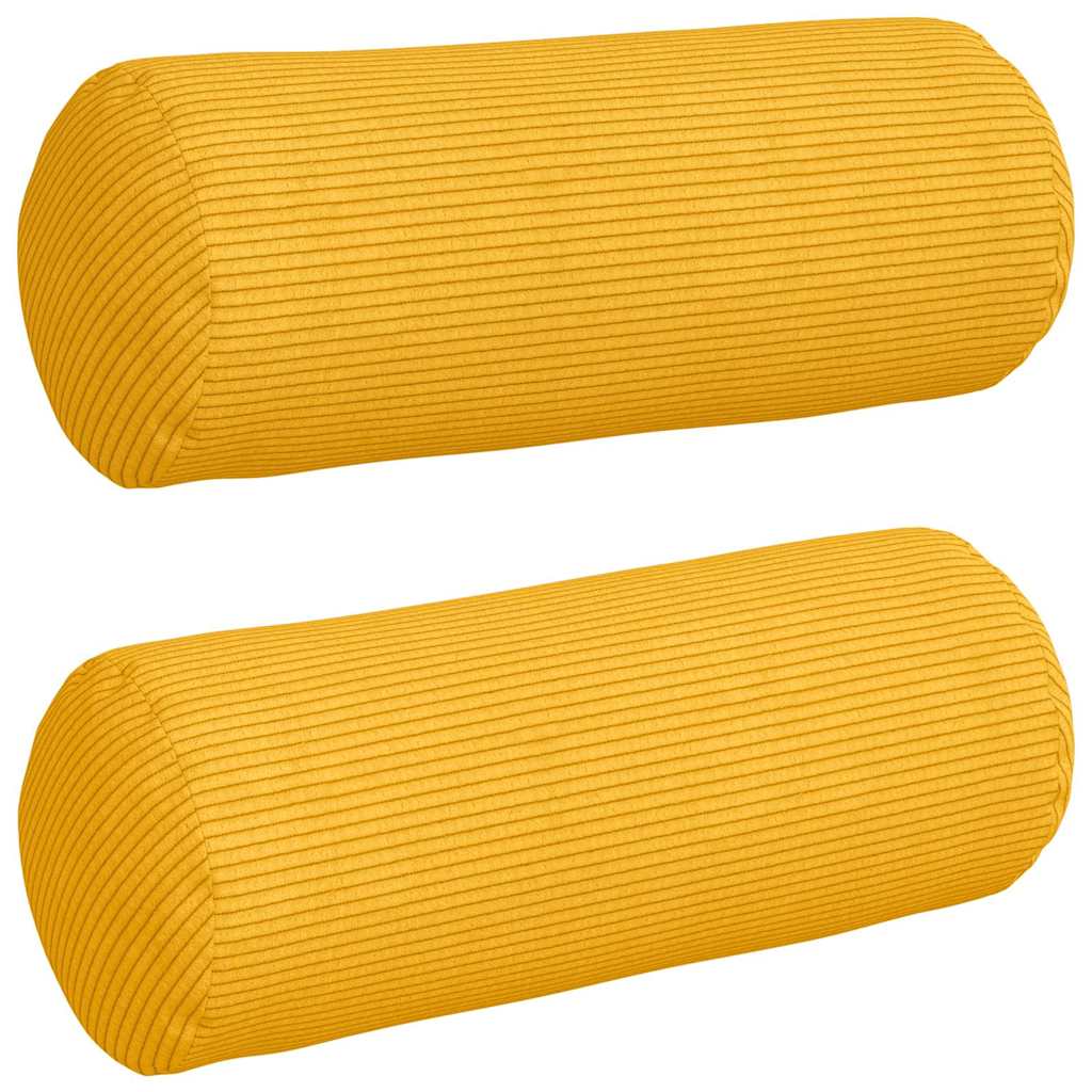 Bolsterkuddar 2 st Ljusgul Ø 15 x 40 cm Kordread tyg