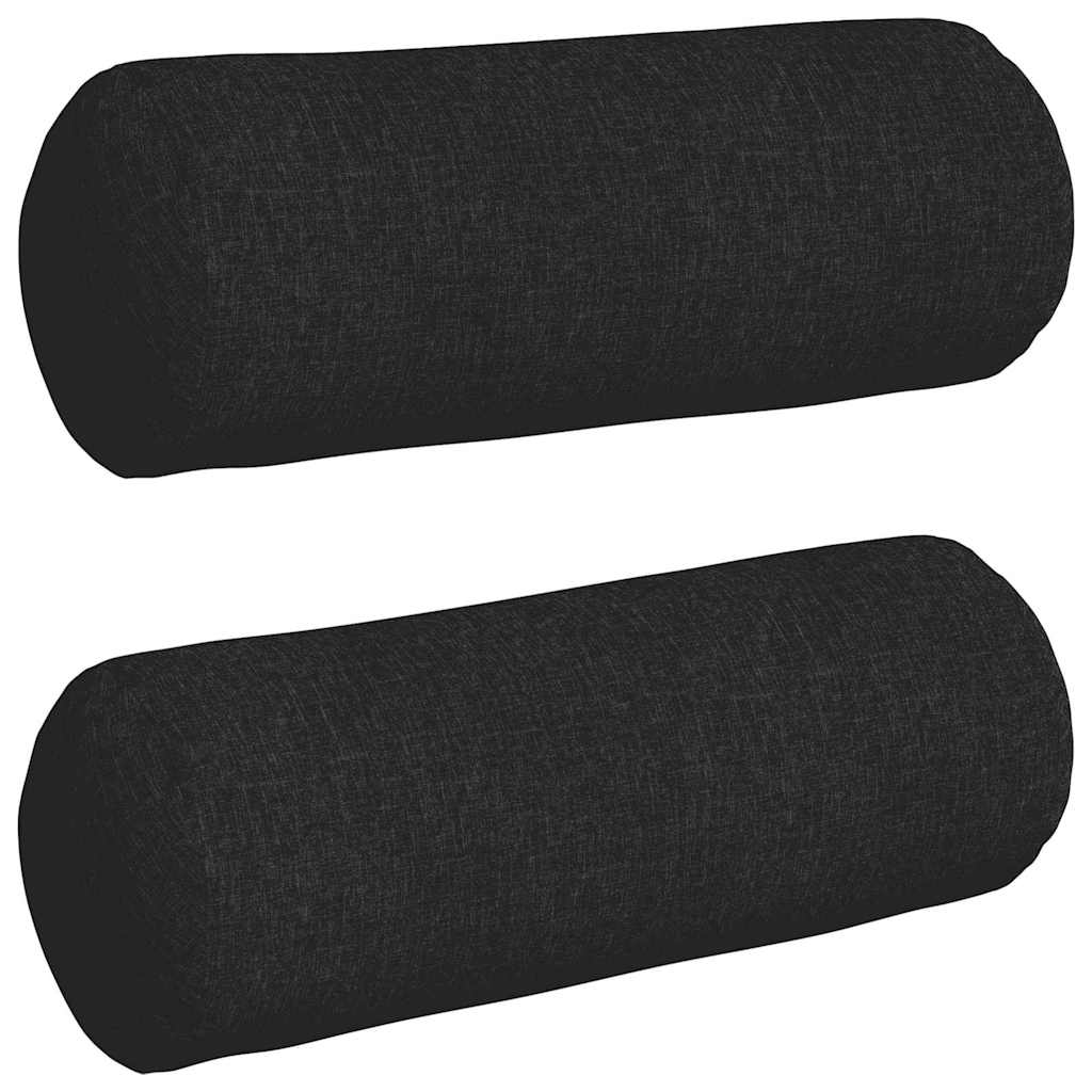 Bolsterkuddar 2 st tyg Svart Ø 25 x 70 cm