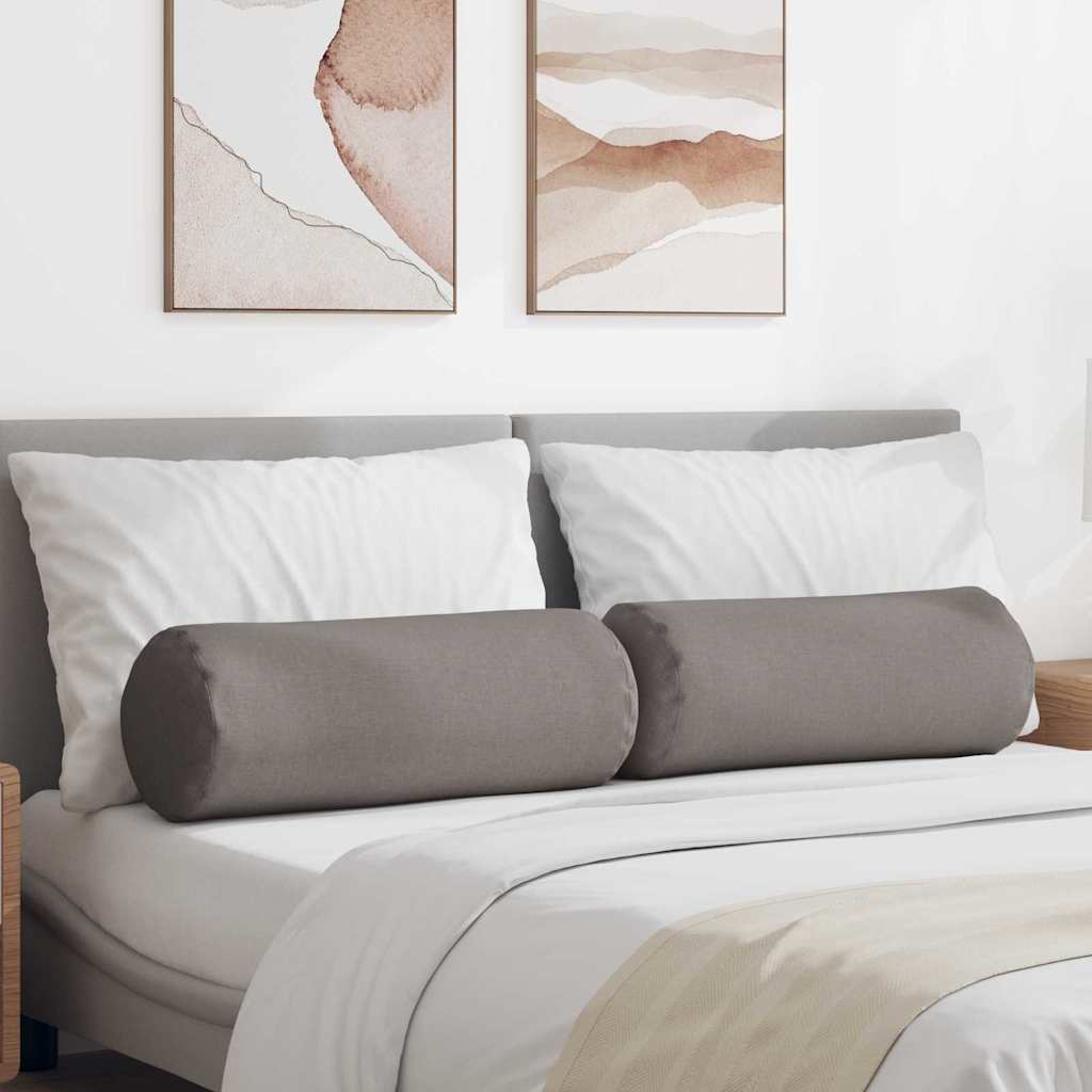 Bolsterkuddar 2 st tyg Taupe Ø 25 x 70 cm