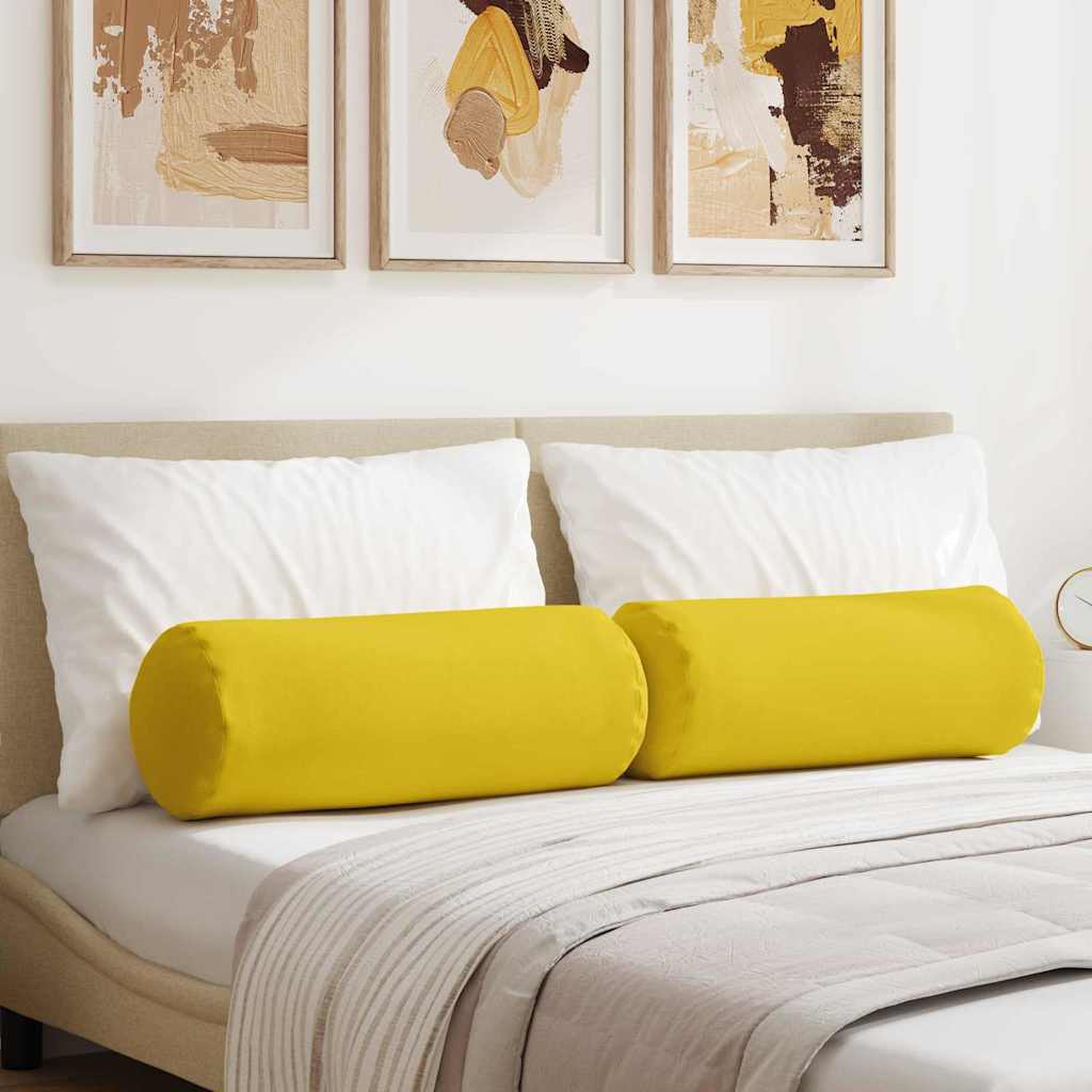 Bolsterkuddar 2 st tyg Ljusgul Ø 25 x 70 cm