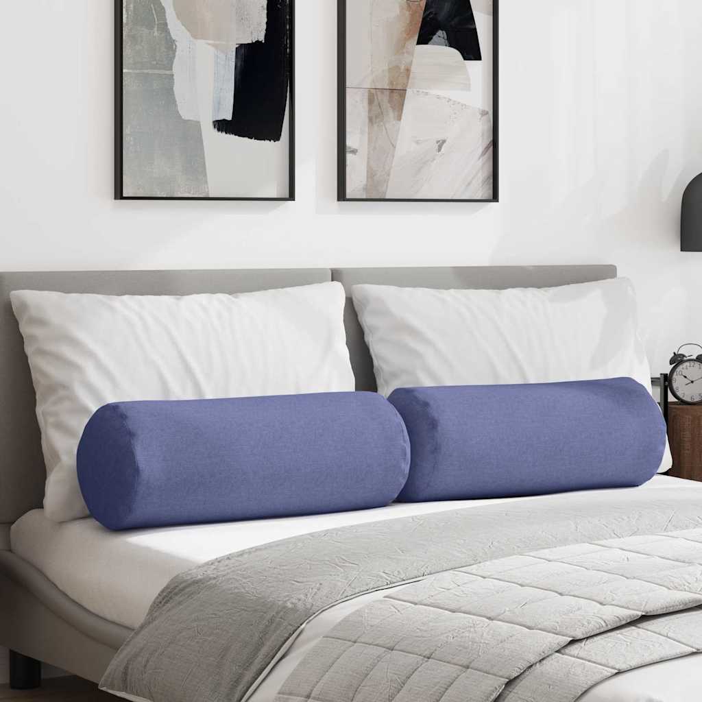 Bolsterkuddar 2 st tyg Jeansblå Ø 25 x 70 cm