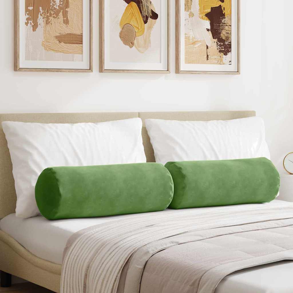 Bolsterkuddar 2 st Ljusgrön Ø 25 x 70 cm Kordread tyg