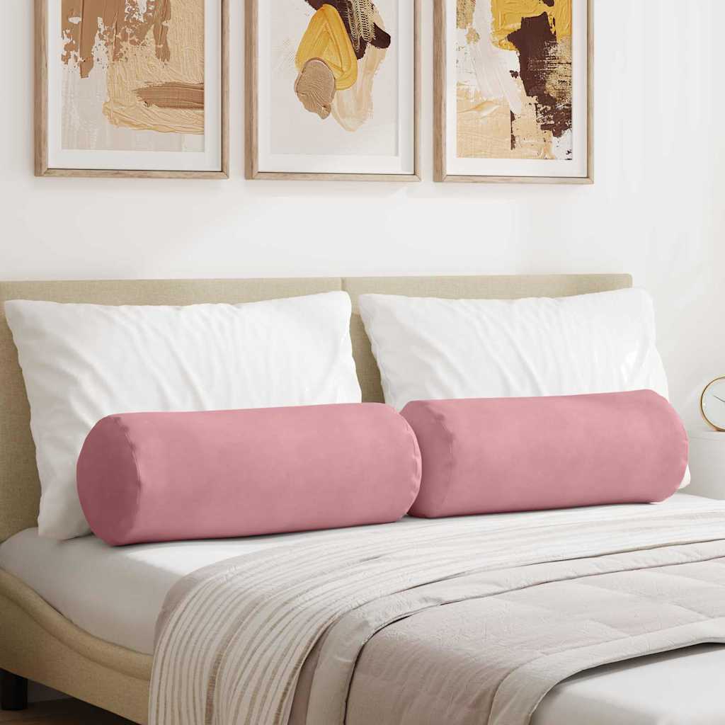 Bolsterkuddar 2 st Rosa Ø 25 x 70 cm Kordread tyg