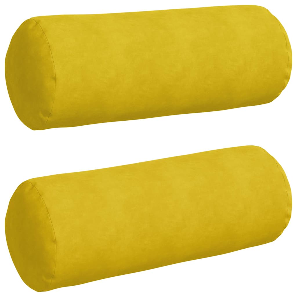 Bolsterkuddar 2 pcs Gul Ø 25 x 70 cm Kordread tyg