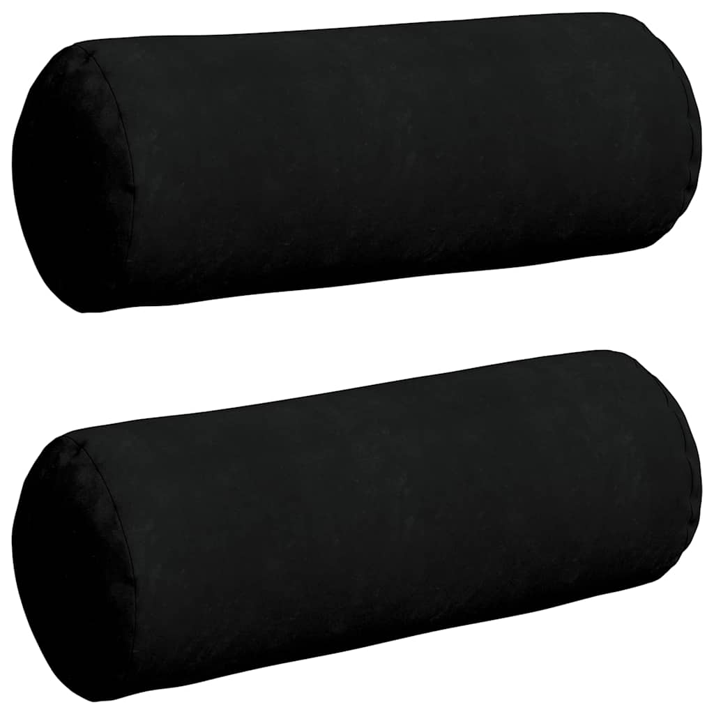 Bolsterkuddar 2 pcs Svart Ø 25 x 70 cm Mikrofiber Tyg