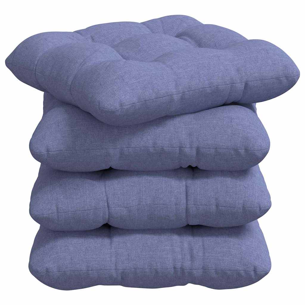 Sittkuddar 4 st Tyg Jeansblå 45 x 45 x 12 cm