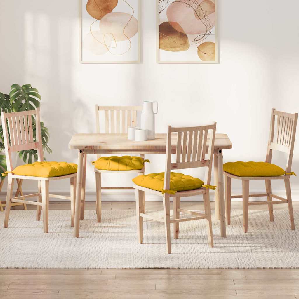 Sittkuddar 4 st Kordread tyg Ljusgul 40 x 40 x 6 cm