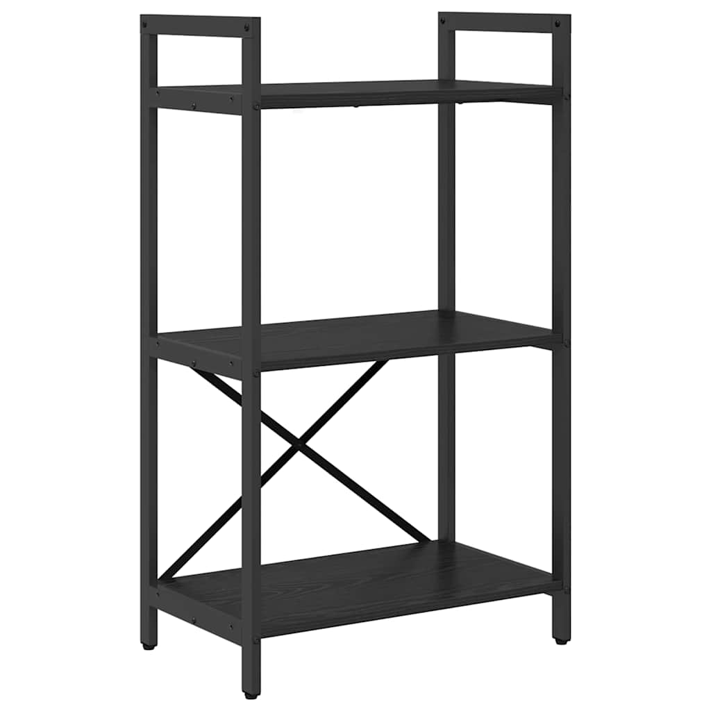 Hyllsystem 3 nivåer 56 x 34 x 96 cm Konstruerat trä Svart Ek