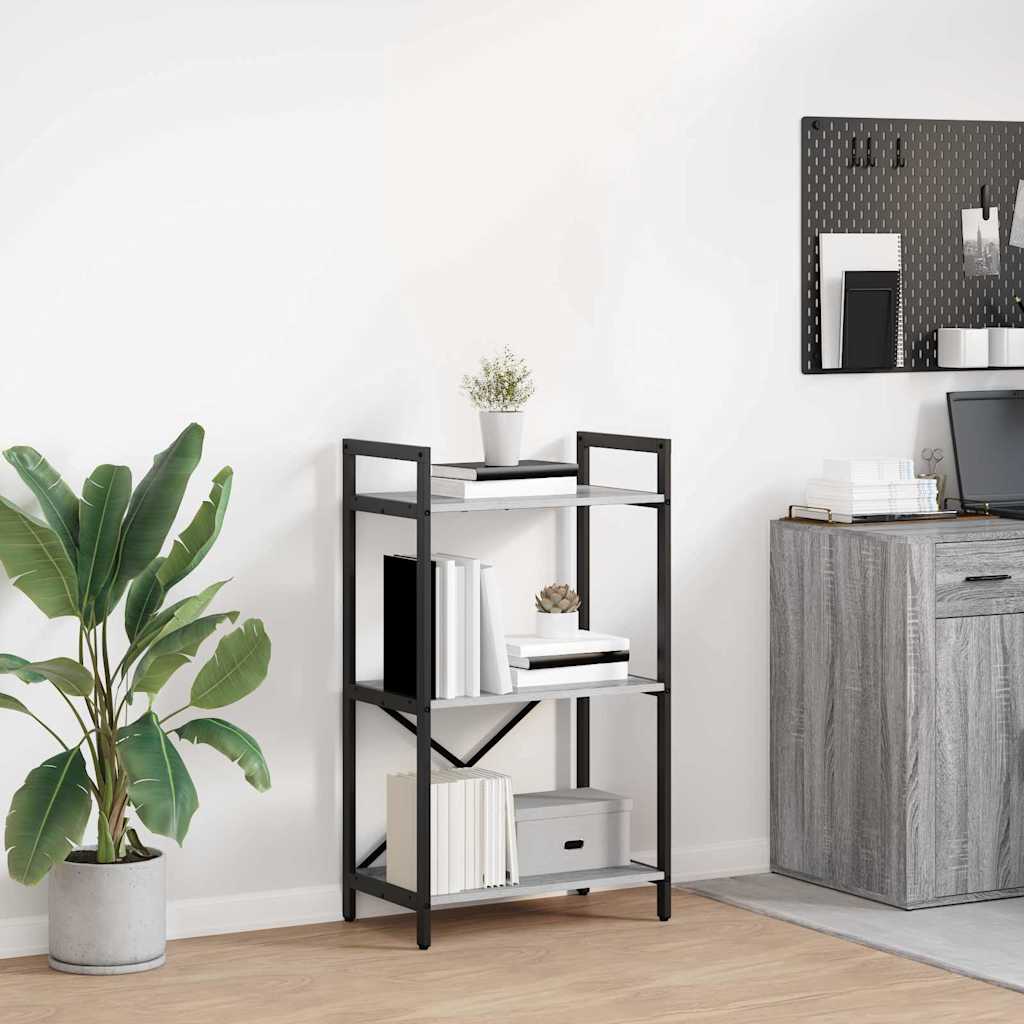 Hyllsystem 3 nivåer 56 x 34 x 96 cm Konstruerat trä Grå Sonoma
