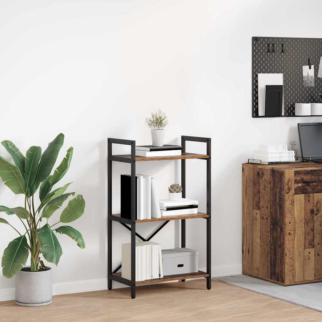 Hyllsystem 3 nivåer 56 x 34 x 96 cm Konstruerat trä Gammalt trä