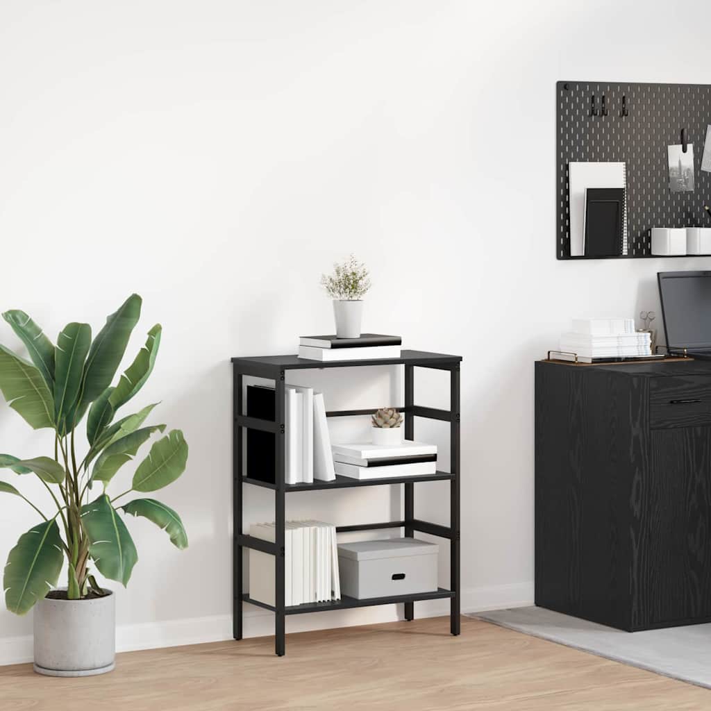 Hyllsystem 2 nivåer 60 x 29,5 x 81 cm Konstruerat trä Svart Ek