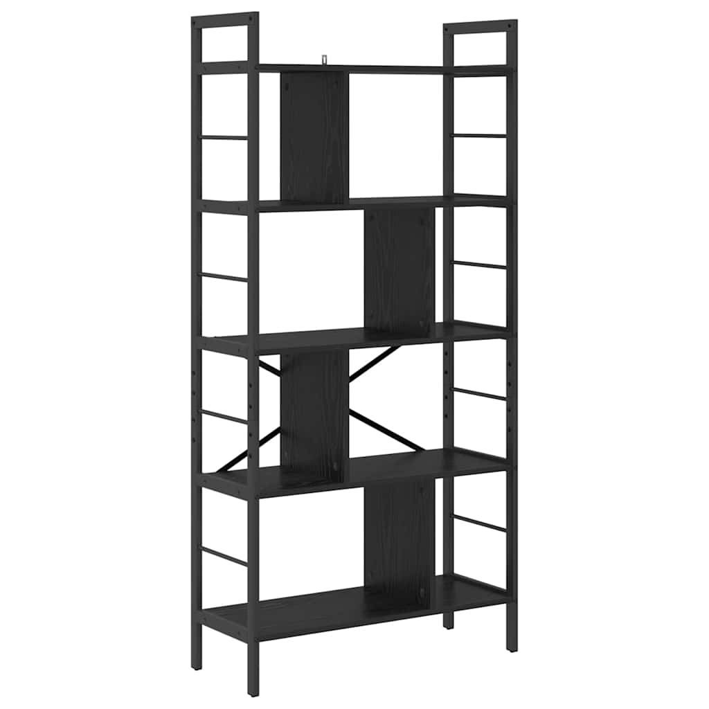 Hyllsystem 9 nivåer 75 x 30 x 156 cm Konstruerat trä Svart Ek