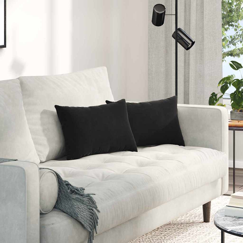 Sofakuddar 2 st Svart 50 x 30 cm Kordread tyg