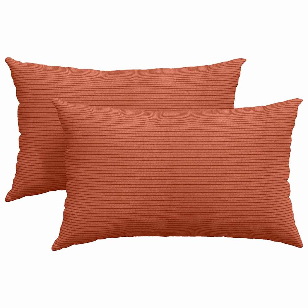 Sofakuddar 2 st Röd orange 50 x 30 cm Kordread tyg
