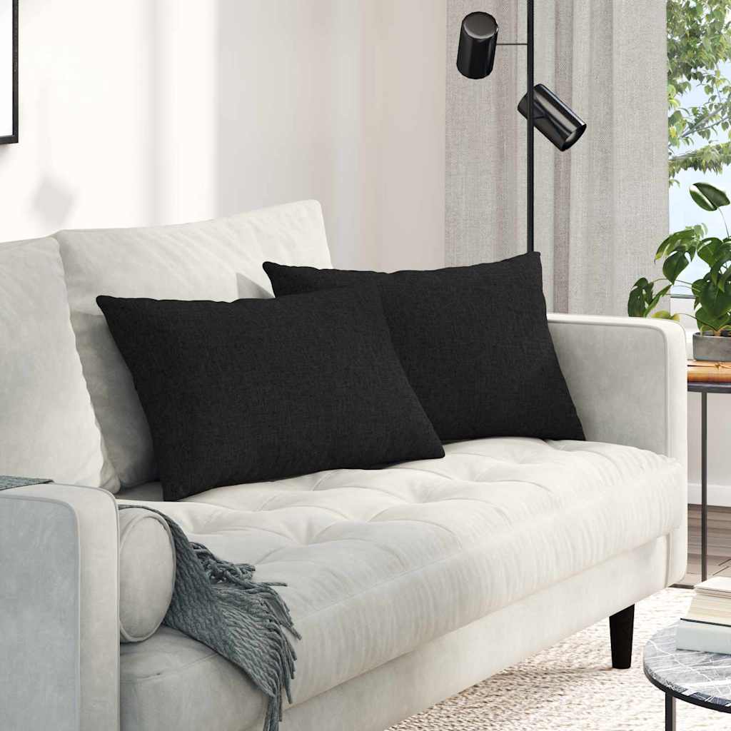 Sofakuddar 2 st tyg Svart 60 x 40 cm