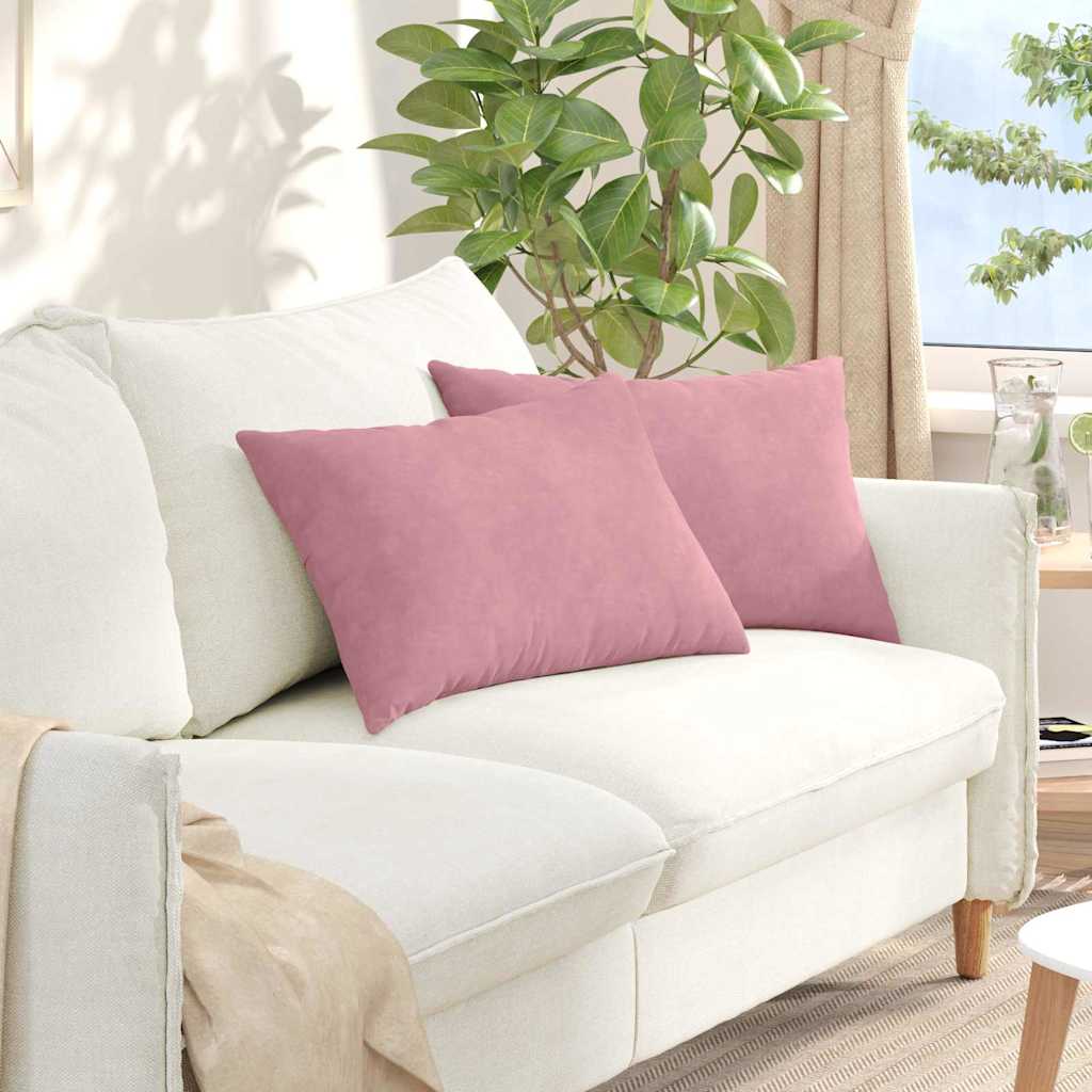 Sofakuddar 2 pcs Rosa 60 x 40 cm Kordread tyg