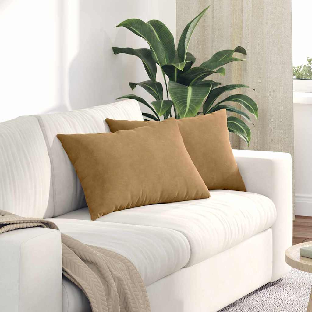 Sofakuddar 2 st Brun 60 x 40 cm Kordread tyg