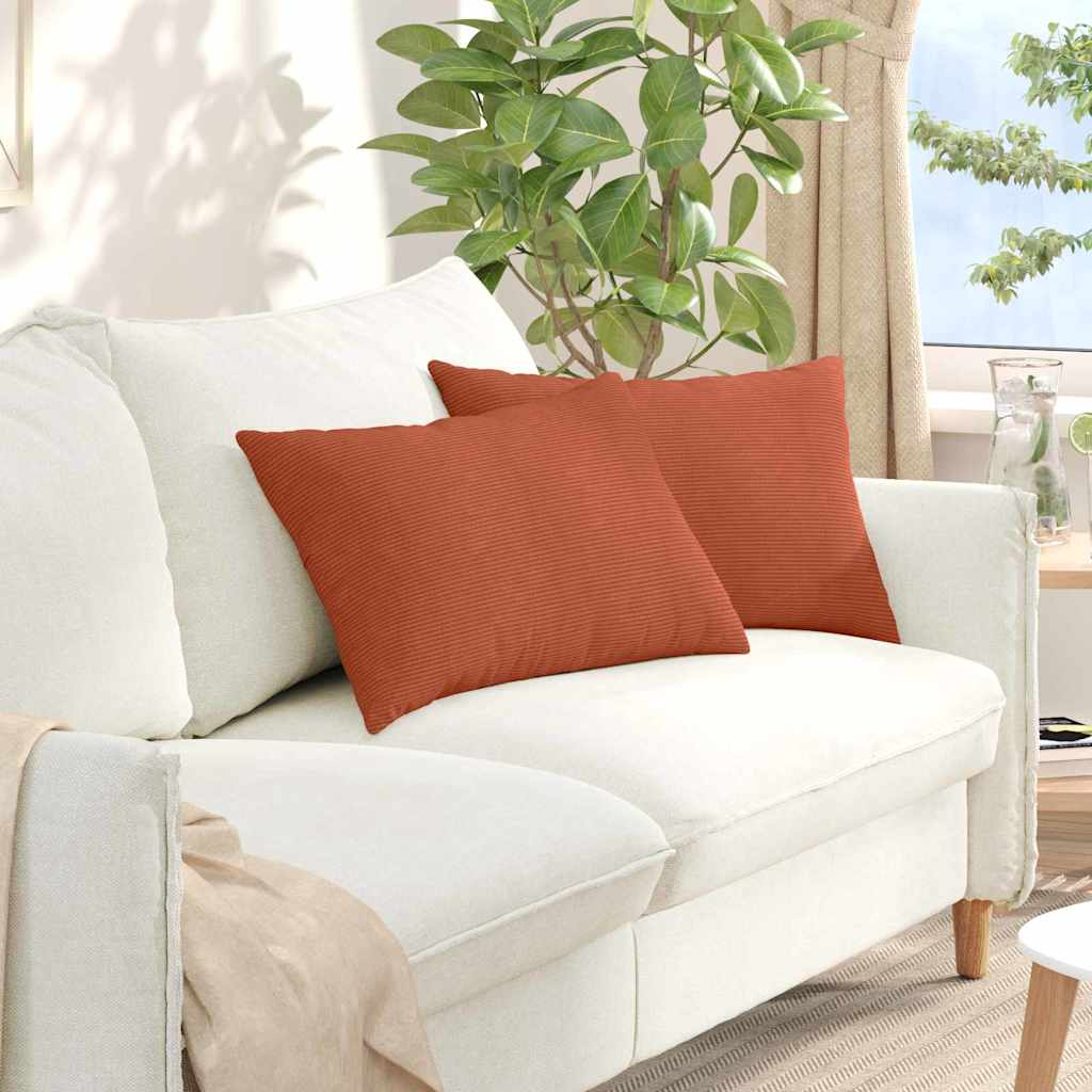 Sofakuddar 2 st Röd orange 60 x 40 cm Kordread tyg