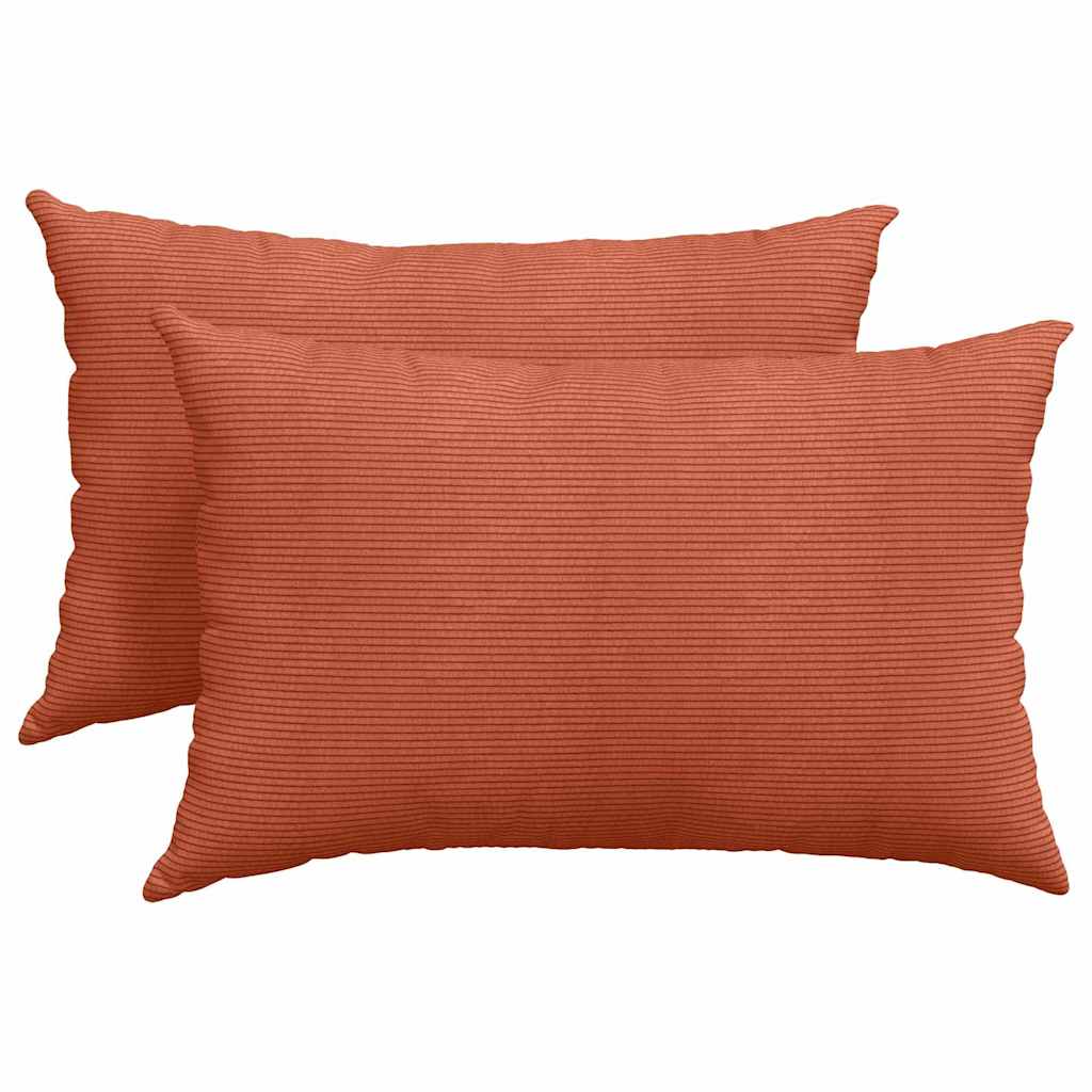 Sofakuddar 2 st Röd orange 60 x 40 cm Kordread tyg