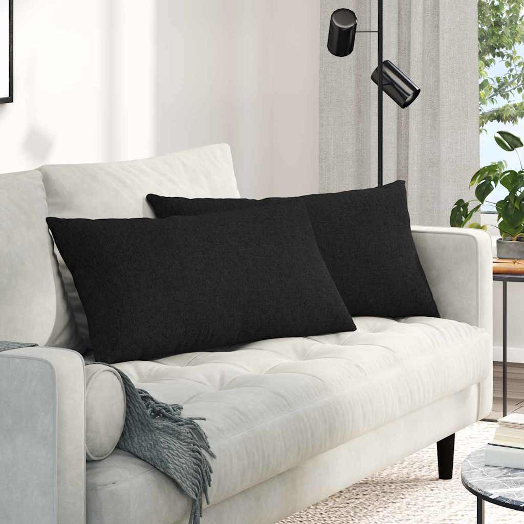Sofakuddar 2 st tyg Svart 80 x 40 cm
