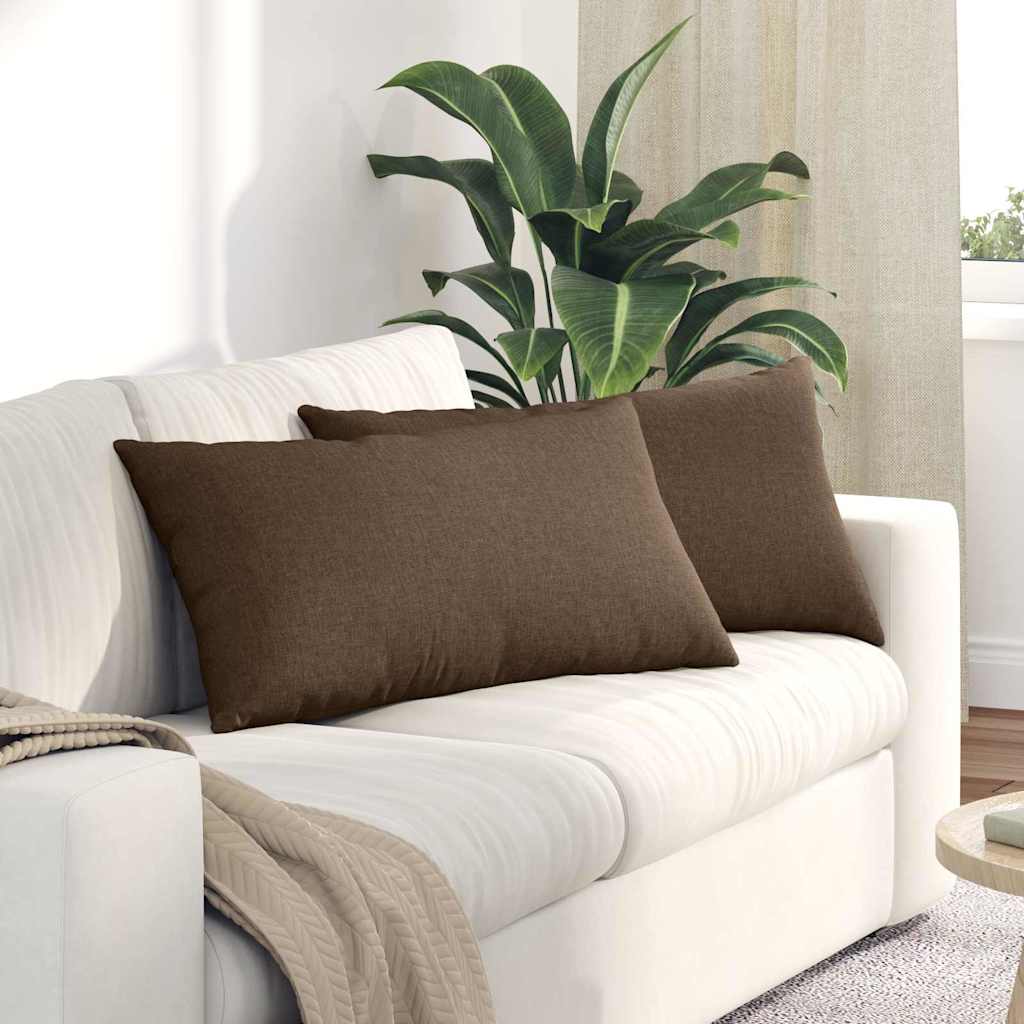 Sofakuddar 2 st tyg Brun 80 x 40 cm