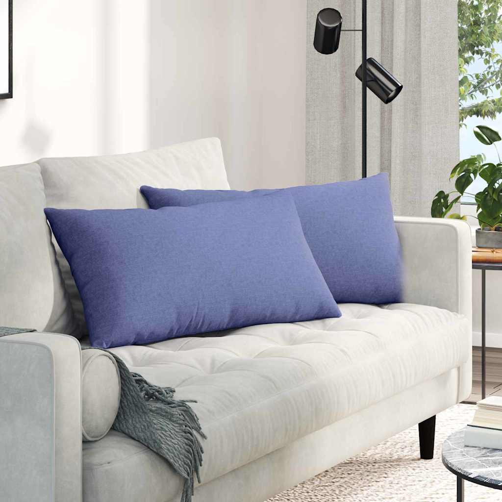 Sofakuddar 2 st tyg Jeansblå 80 x 40 cm