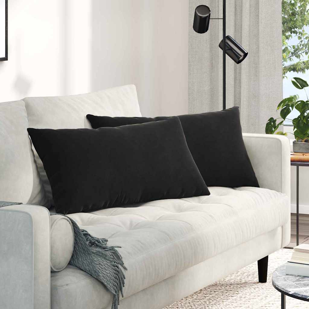 Sofakuddar 2 st Svart 80 x 40 cm Kordread tyg