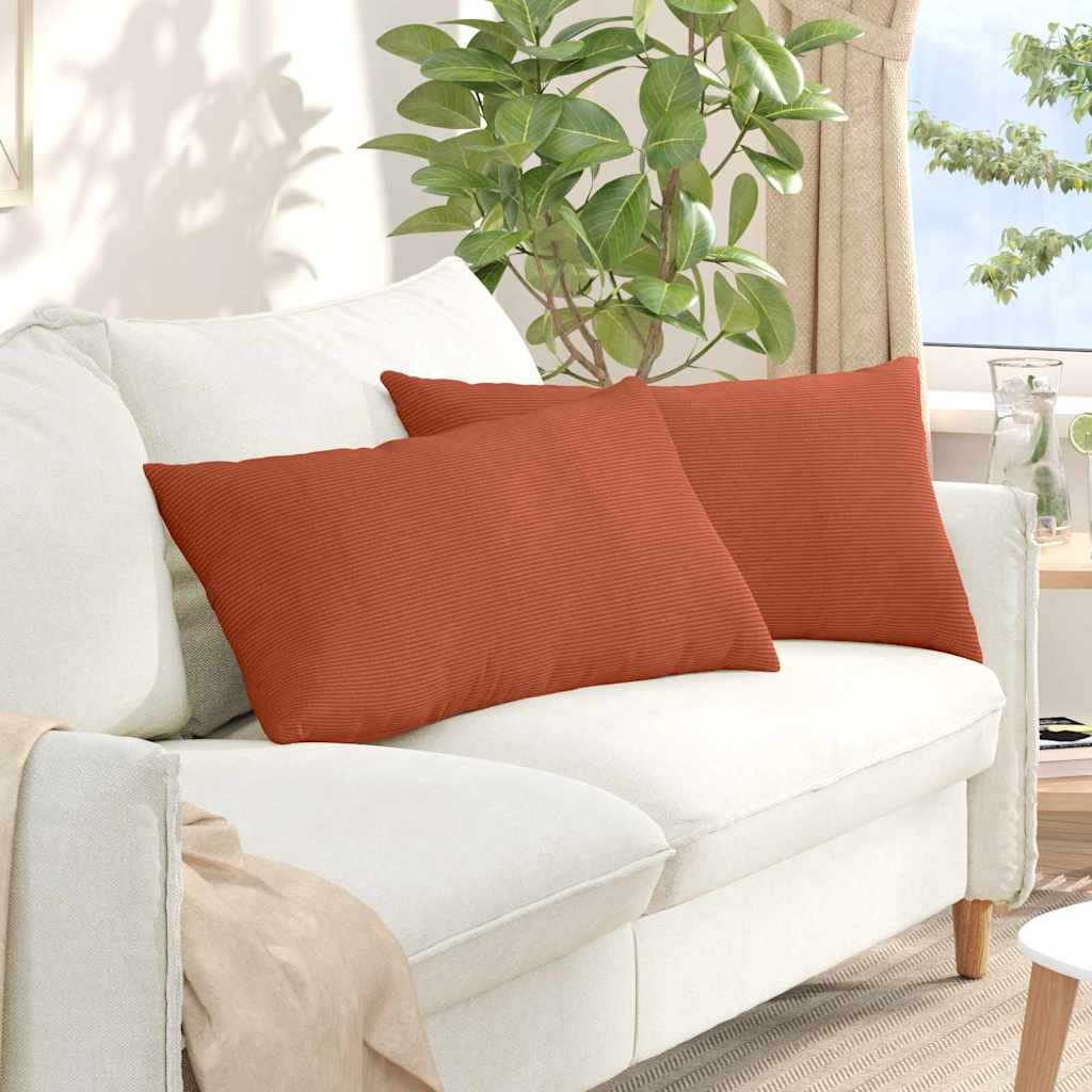 Sofakuddar 2 st Röd orange 80 x 40 cm Kordread tyg