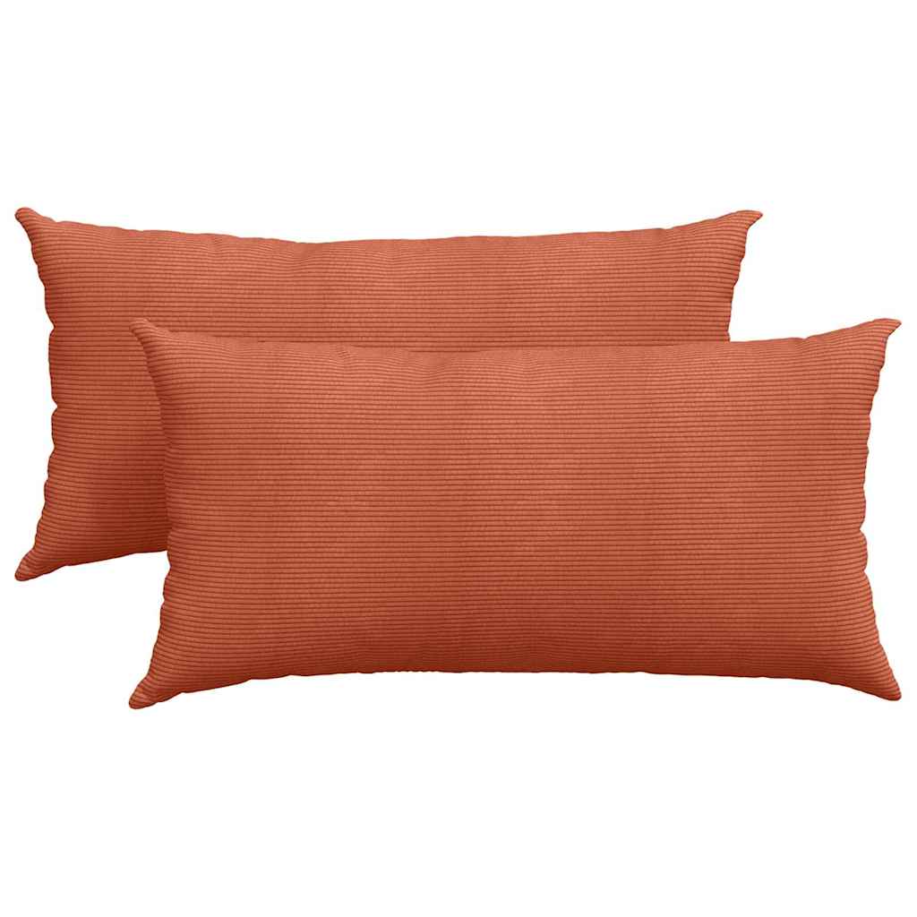 Sofakuddar 2 st Röd orange 80 x 40 cm Kordread tyg
