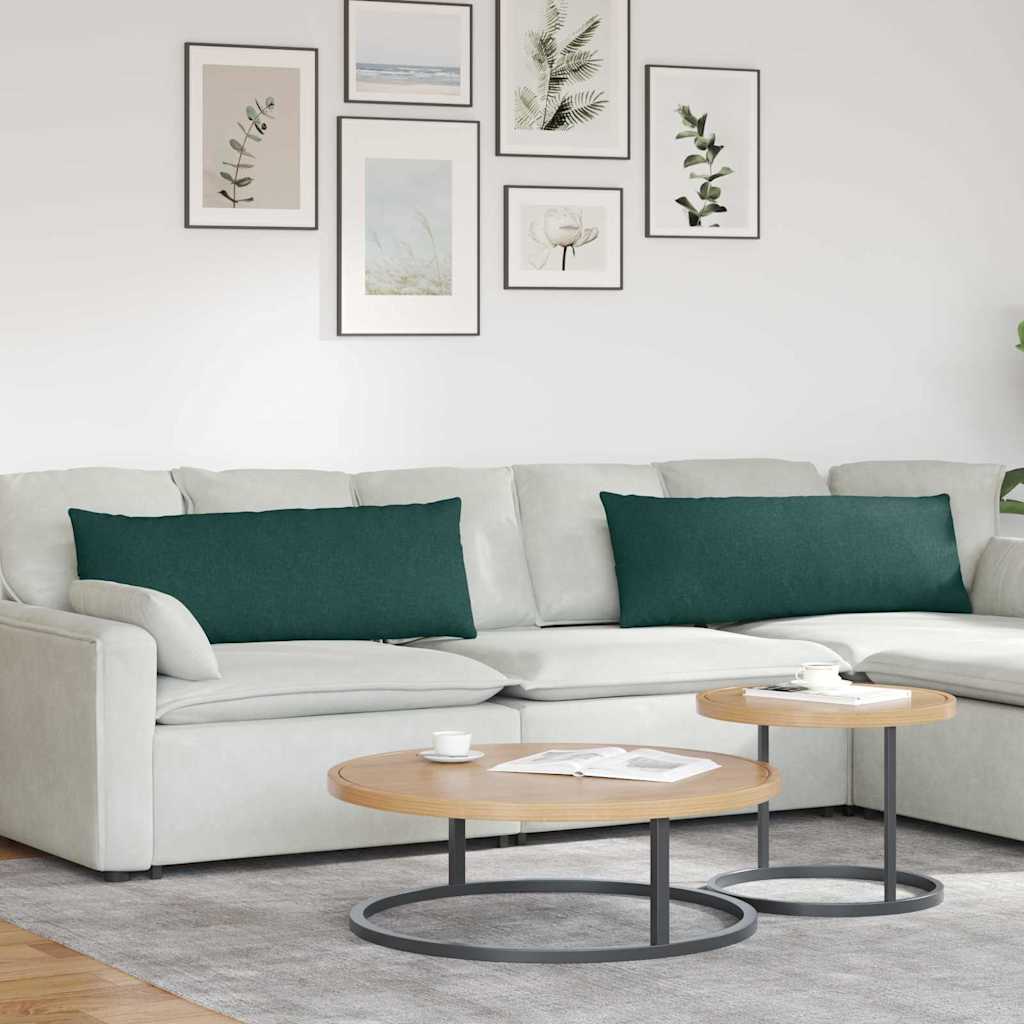 Sofakuddar 2 st tyg Mörkgrön 120 x 40 cm