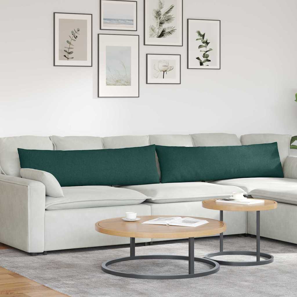 Sofakuddar 2 st tyg Mörkgrön 145 x 40 cm