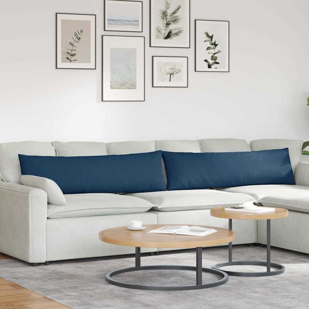 Sofakuddar 2 st tyg Blå 145 x 40 cm
