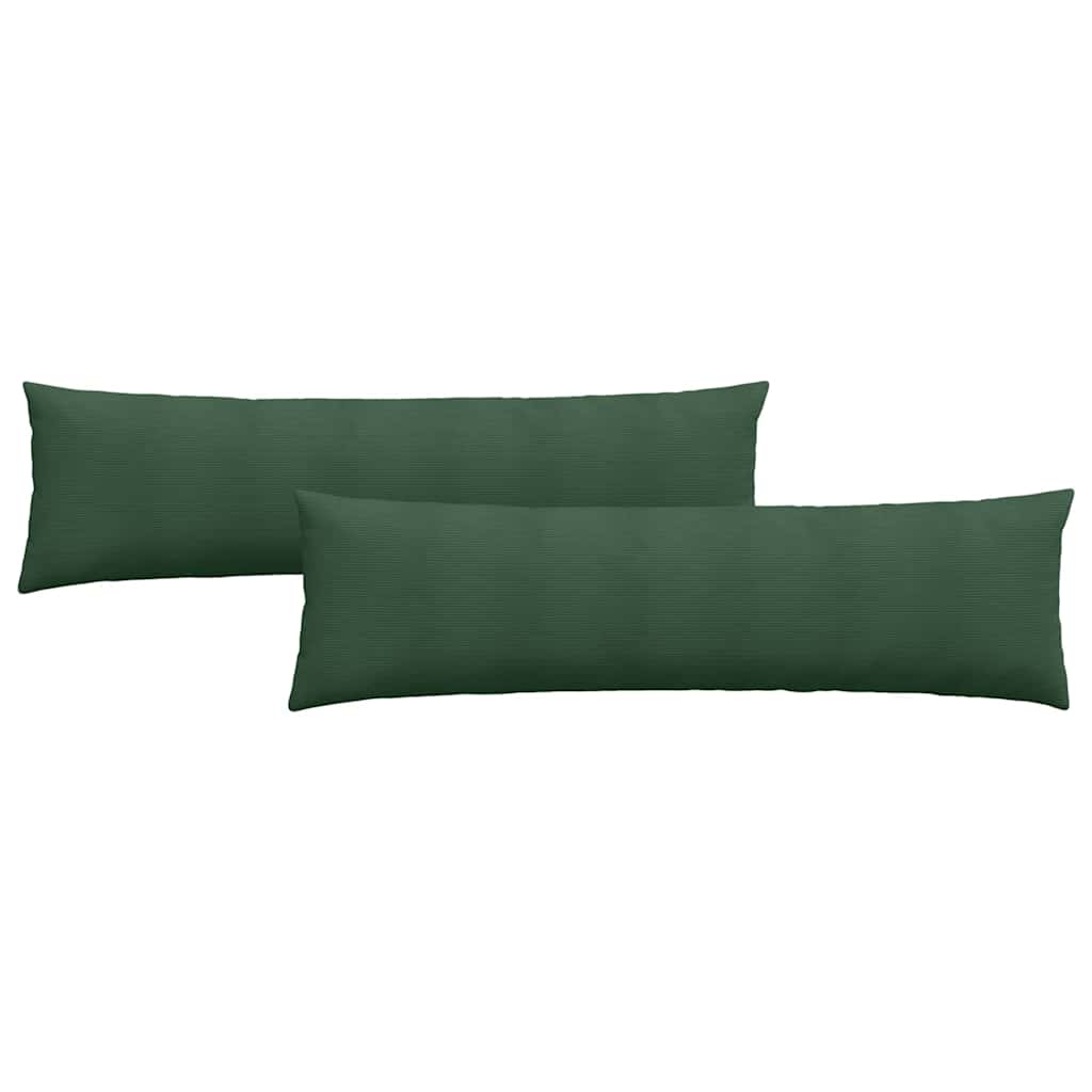 Sofakuddar 2 pcs Mörkgrön 145 x 40 cm Kordread tyg