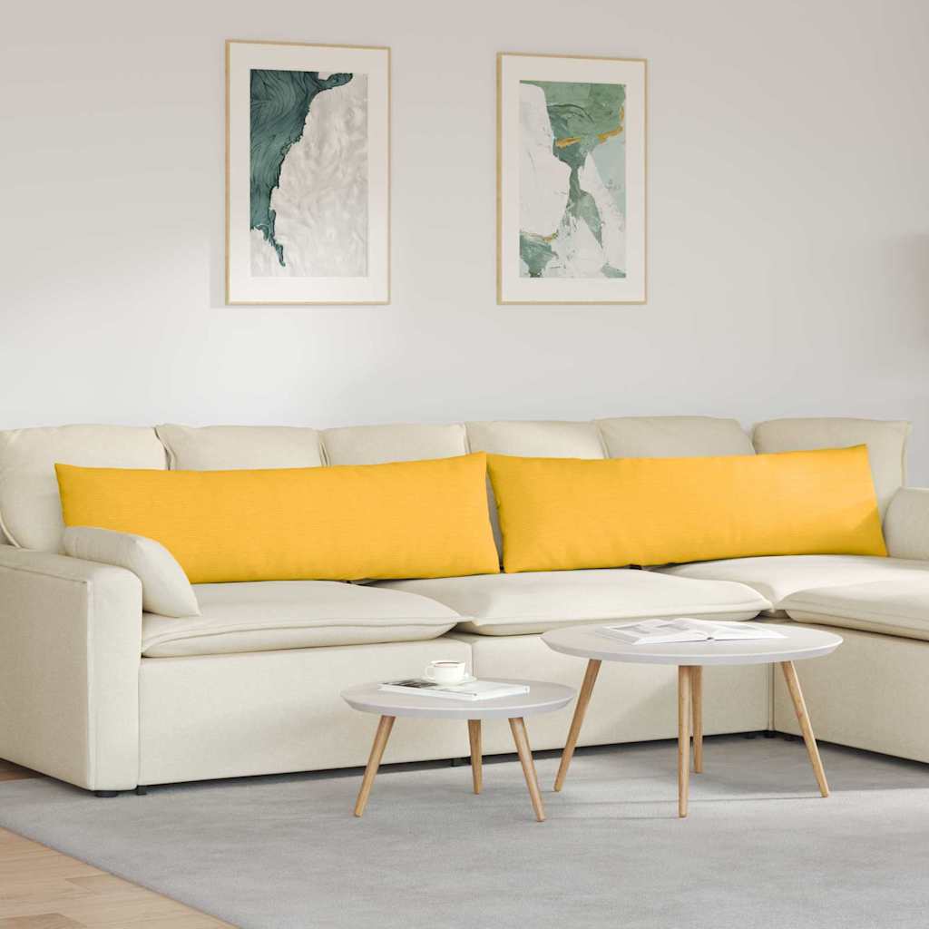 Sofakuddar 2 st Ljusgul 145 x 40 cm Kordread tyg